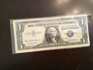 Crisp Cu 1957 $1 One Dollar Bill Blue Seal Usa Silver Certificate Currency Note