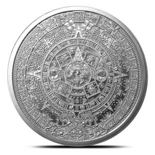 2018 Aztec Calendar Cuauhtemoc 1 Oz 999 Silver Round Golden State Gem Bu