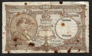 20 Francs From Belgium 1930 2