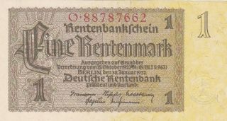 1 Rentenmark Extra Fine Crispy Banknote From Germany 1937 Pick - 173