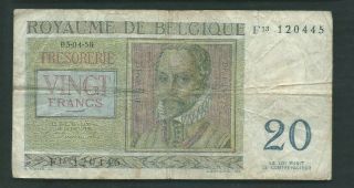 Belgium 1956 20 Francs P 132b Circulated