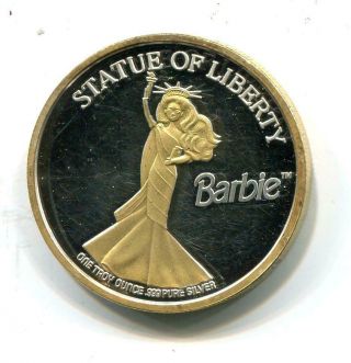 . 999 Silver 1oz Round | Barbie | Statue Of Liberty | Matel Gold Gilded (ss8108)