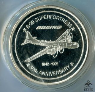 1992 Boeing B - 29 Superfortress 1.  5 Oz Silver.  999 Employees 