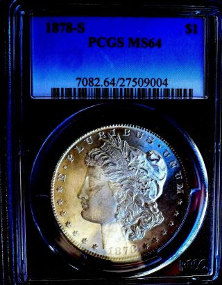 Morgan Silver Dollar 1878 S Pcgs Ms 64,  Undergrade Stain White Wow Coin