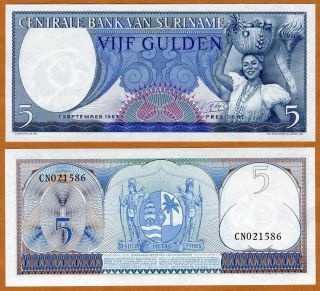 Suriname / Surinam,  5 Gulden 1963,  Pick 120 (120b) Gem Unc