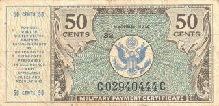U.  S.  Military Payment Certificate 50 Cents Series 472 Nd (1948) Pick: M18 Avf