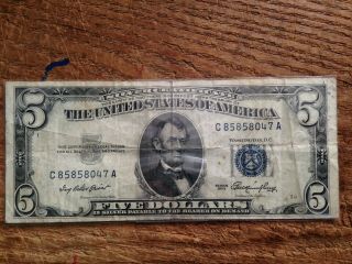 Series Of 1953 $5 Five Dollar Silver Certificate Note Old Us Currency