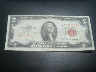 1953 Series A $2 Federal Reserve Note Two Dollar Bill Red Seal