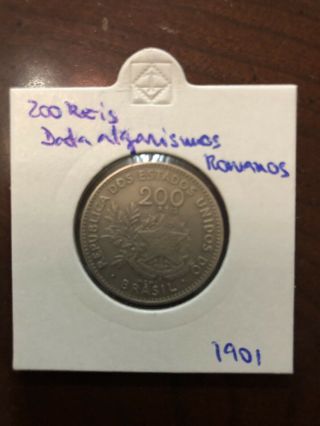Brasil Coins 200 Reis 1901 Mcmi