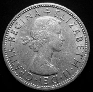 1965 Uk Great Britain.  Double Rose Florin (2 Shillings) Queen Elizabeth Ii