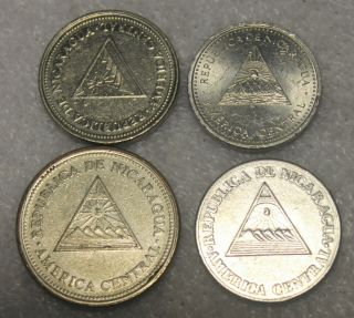 Set Of 4 Different Coins From Nicaragua