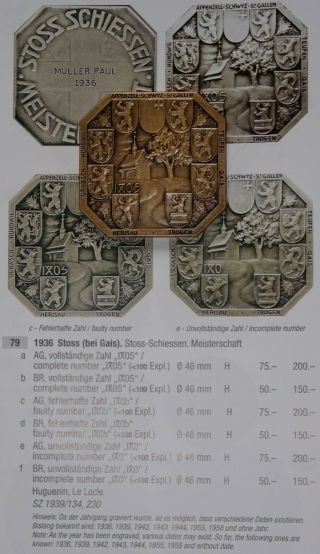 Switzerland Shooting Medal,  Stoss (no Date),  Bronze,  R - 79b,  [0403]