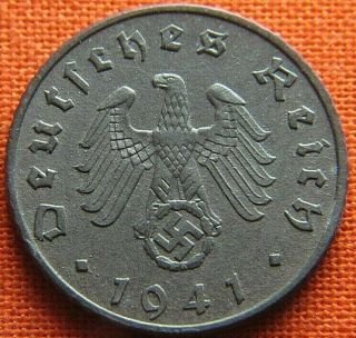 Wwii German 1941 - A 5 Reichspfennig Third Reich Zinc Nazi Germany Coin Wc2119
