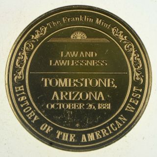 24K Gold Gild - Tombstone,  Arizona -.  925 Sterling Silver 33.  7 grams Round 683 2