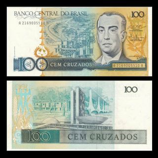 Brazil 100 Cruzados Banknote,  1987,  P - 211,  Unc,  America Paper Money