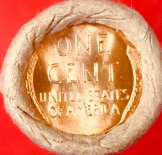 1913 - P / BU TAILS WHEAT END OBW BANK WRAP LINCOLN WEAT PENNY ROLL 6