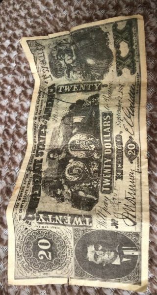 Confederate States Of America September 2,  1861 $20 Note T - 20 Csa