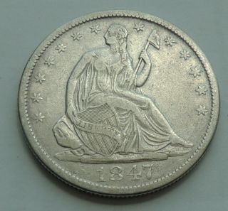 1847 - O Seated Liberty Half Dollar Very Fine To Extra Fine Detail