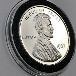 1987 Abraham Lincoln Penny Collectible Coin 1 Troy Oz.  999 Fine Silver Round 999 5