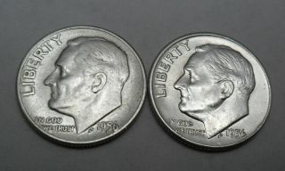 1956 P & D Roosevelt Dime Set 90 Silver Good Or Better