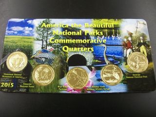 2015 Complete Set Of National Parks 24kt.  Gold Plated Quarters In A Holder