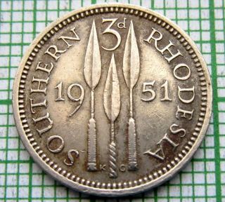 Southern Rhodesia George Vi 1951 3 Pence,  Spears