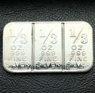 1/3 Barter Bar 1 Oz.  999 Fine Silver Art Bar Tri - State Refinery (4496)