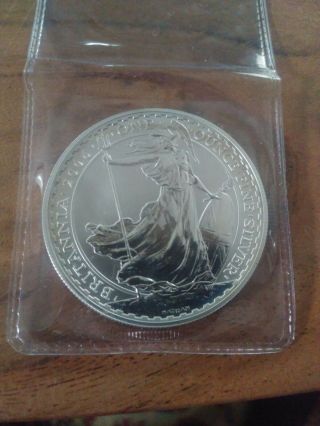 2006 Great Britain Britannia 2 Pounds 1 Oz Fine Silver Coin.