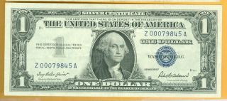 Low Serial Number " 1957 $1 Dollar Silver Certificate Currency " 00079845 "