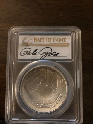 2014 Silver Coin $1 Baseball Proof Ms69 Hall Of Fame Hof Pete Rose
