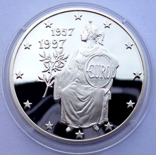 Andorra 10 Diners 1997 Silver Coin Proof Treaty Of Rome Europa With Olive Branch