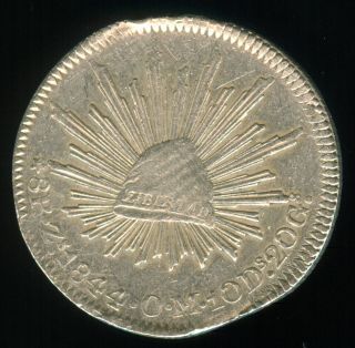 1844 Zs Om Mexico Silver 8 Reales Cleaned