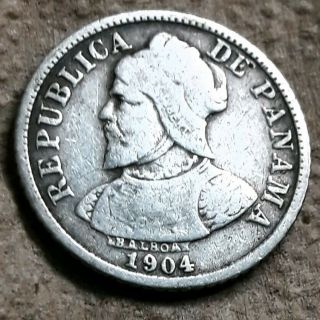 Silver 5 Céntimos De Balboa 1904 Panamá