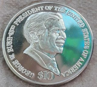 $10 Dollar 2004 George W.  Bush Liberia Brilliant Uncirculated Coin