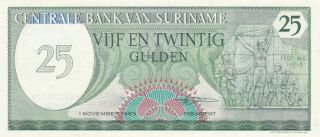 25 Gulden Unc Banknote From Suriname 1985 Pick - 127
