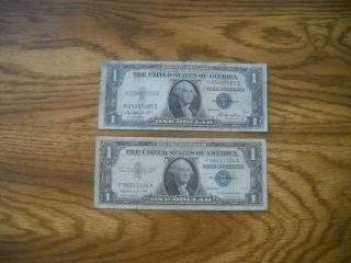 Set Of Two (2) U.  S.  Silver Certificates.  Series 1935 E And Series 1957 A