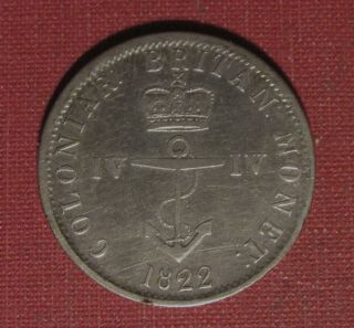 1822 British West Indies 1/4 Dollar - Low Mintage,  Decent Details,  Cleaned