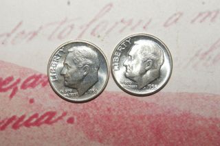 1955 P And D Silver Roosevelt 10c Dimes Low Mintage (uat - 2)