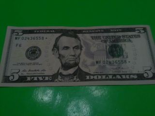 2013 5 Dollar Bill Star Note