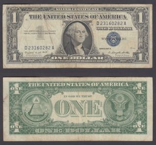 Usa 1 Dollar 1957 A (f - Vf) Banknote Silver Certificate Blue Seal