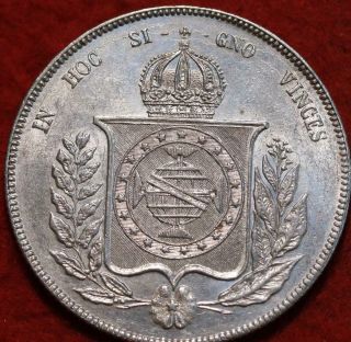 1861 Brazil 1000 Reis Silver Foreign Coin