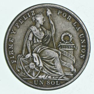 Silver - World Coin - 1925 Peru 1 Sol - 24.  8g - World Silver Coin 267