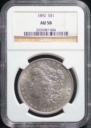 Ngc 1892 Au 58 Morgan Silver One Dollar S$1 Coin