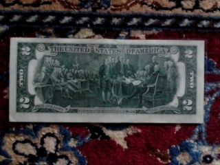 1976 $2 TWO DOLLAR BILL,  CRISP,  SLIGHTLY CIRCULATED,  LOW NUMBER.  CHICAGO - ISSUED 2