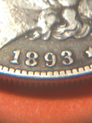 1893 P Morgan Silver Dollar,  Higher Grade Details,  Scarce,  Semi - Key Date $1 Coin