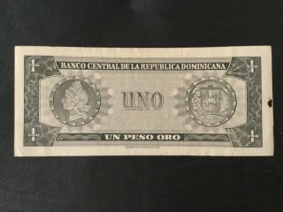 1964 DOMINICAN REPUBLIC PAPER MONEY - ONE PESO ORO BANKNOTE 2