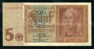 Germany: 5 Reichsbanknote 1939 - 1942 P R186
