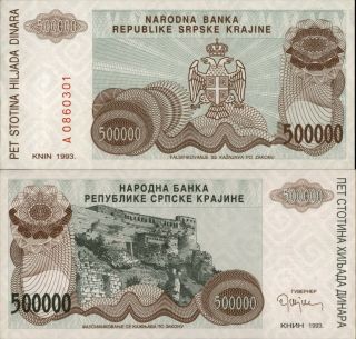 Croatia - Krajina 500 000 Dinara 1993 (a467)