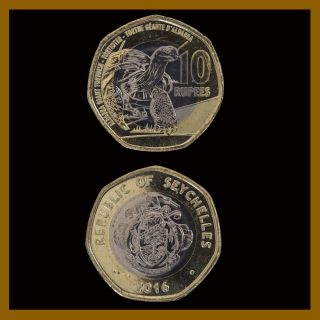 Seychelles 10 Rupees Bimetallic Coin,  2016 Turtle Unc