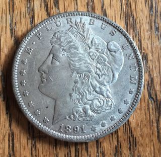 1891 P Morgan Silver Dollar - 90 Silver - Detail - Plastic Round